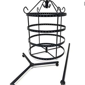 Four tier black rotating jewelry holder
